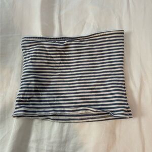 Edikted White and Navy Blue Striped Tube Top
